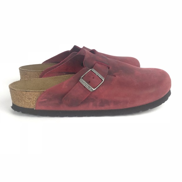 birkenstock boston shearling burgundy